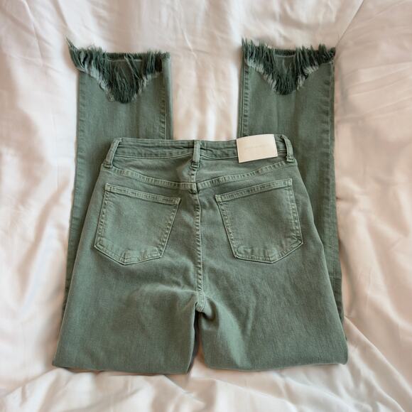 Jonathan Simkhai Straight Leg Denim Jeans Army Green Women’s Size 28 - Picture 5 of 6